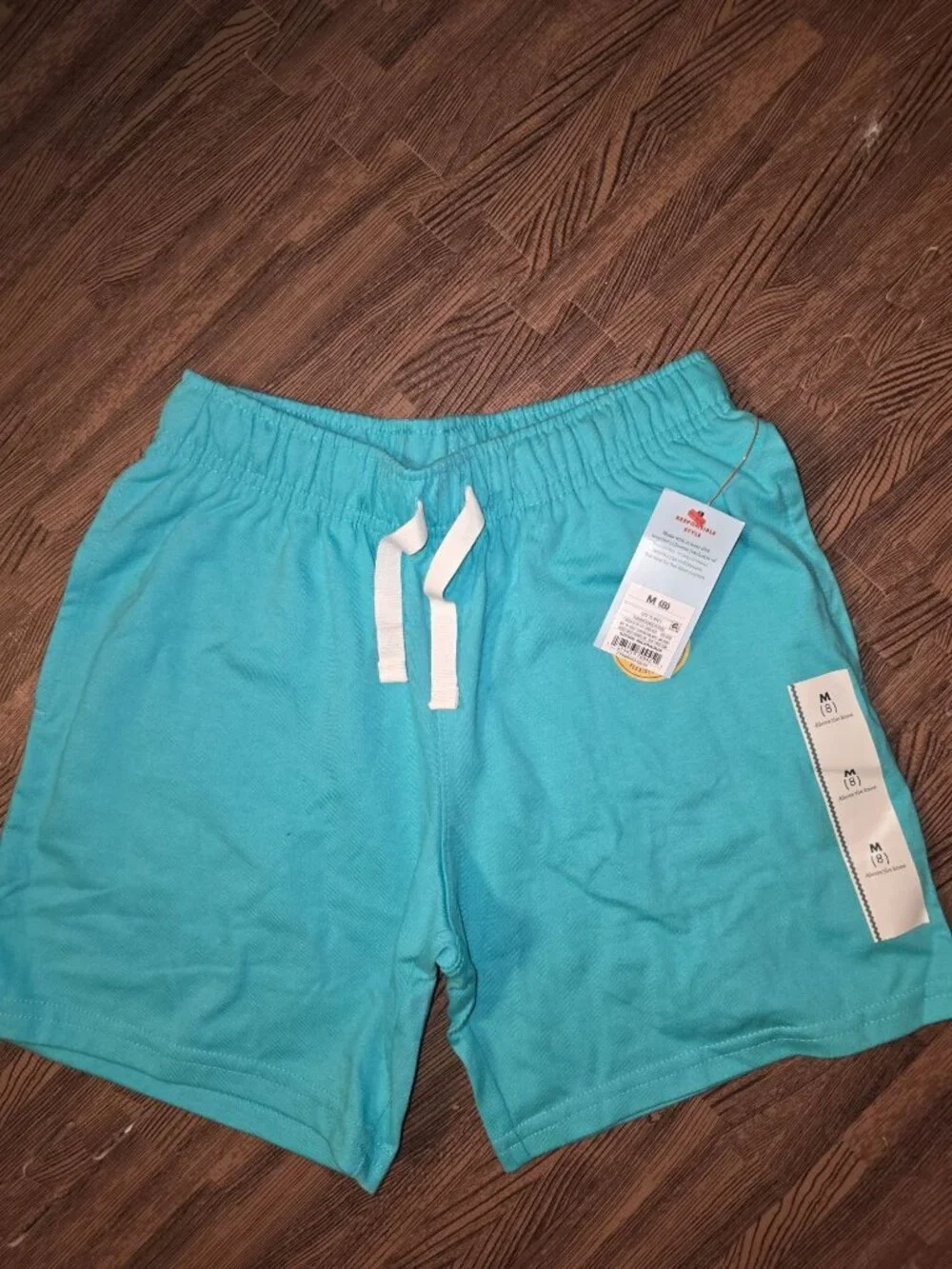 Cat & Jack Boys Turquoise Drawstring Shorts Medium (8) Above The Knee 60% Cotton